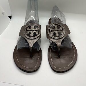 Tory Burch Louisa Thong Sandals - Pewter sparkle -